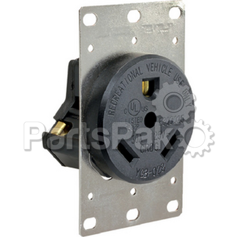 JR Products 15075; 30 Amp Receptacle W/ Mount Plate