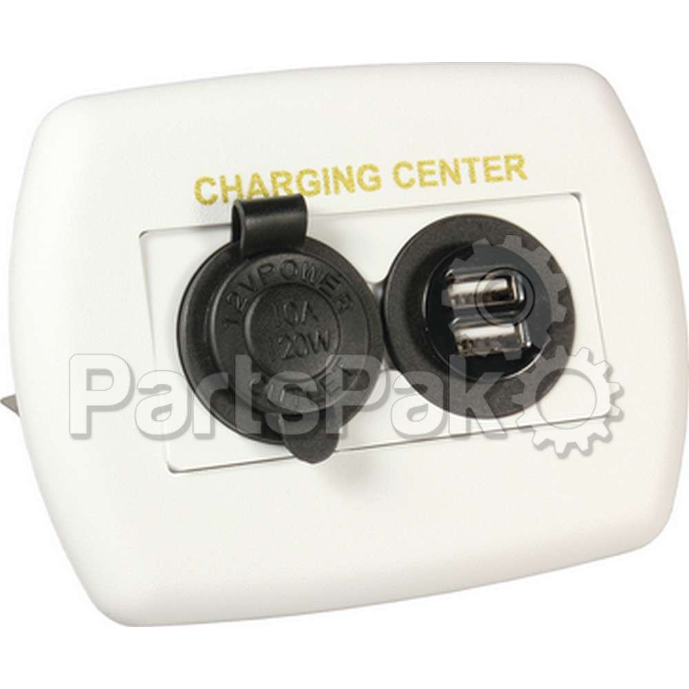 JR Products 15085; 12V/ Usb Charging Center White
