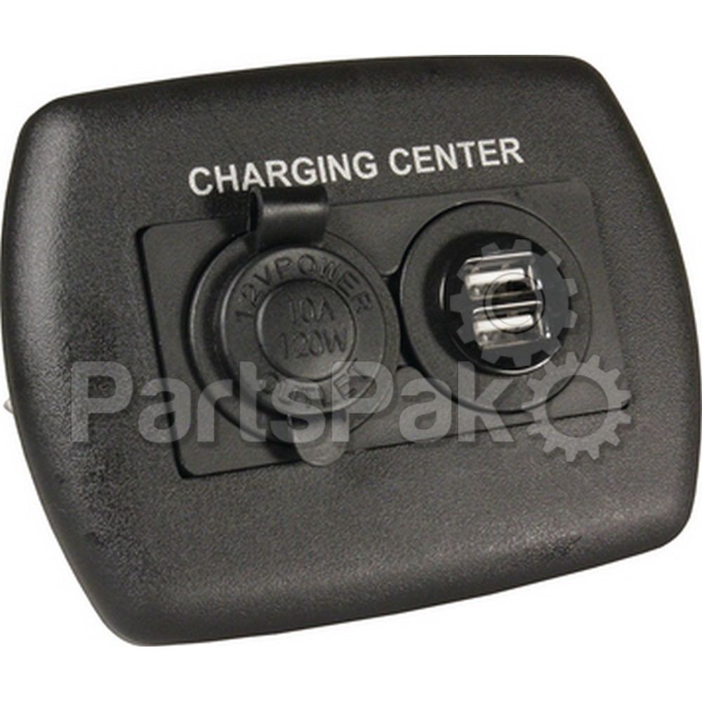 JR Products 15095; 12V/ Usb Charging Center Black