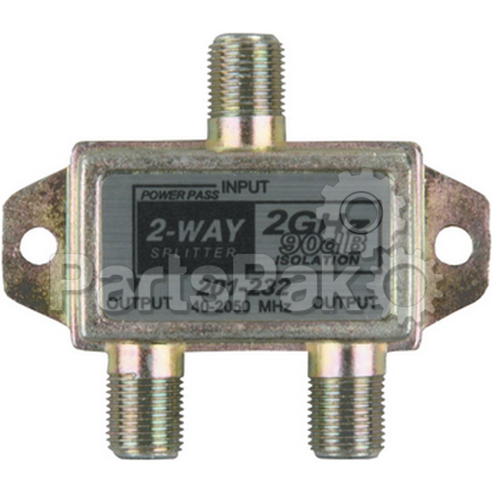 JR Products 47355; 2-Way 2 Ghz HD Satellite Line Split.