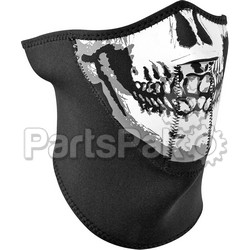 Zan WNFM002H3; Neoprene 3-Panel Half Mask Black Skull Face