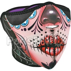 Zan WNFM082H; Neoprene Half Mask Sugar Skull / Purple Reversible