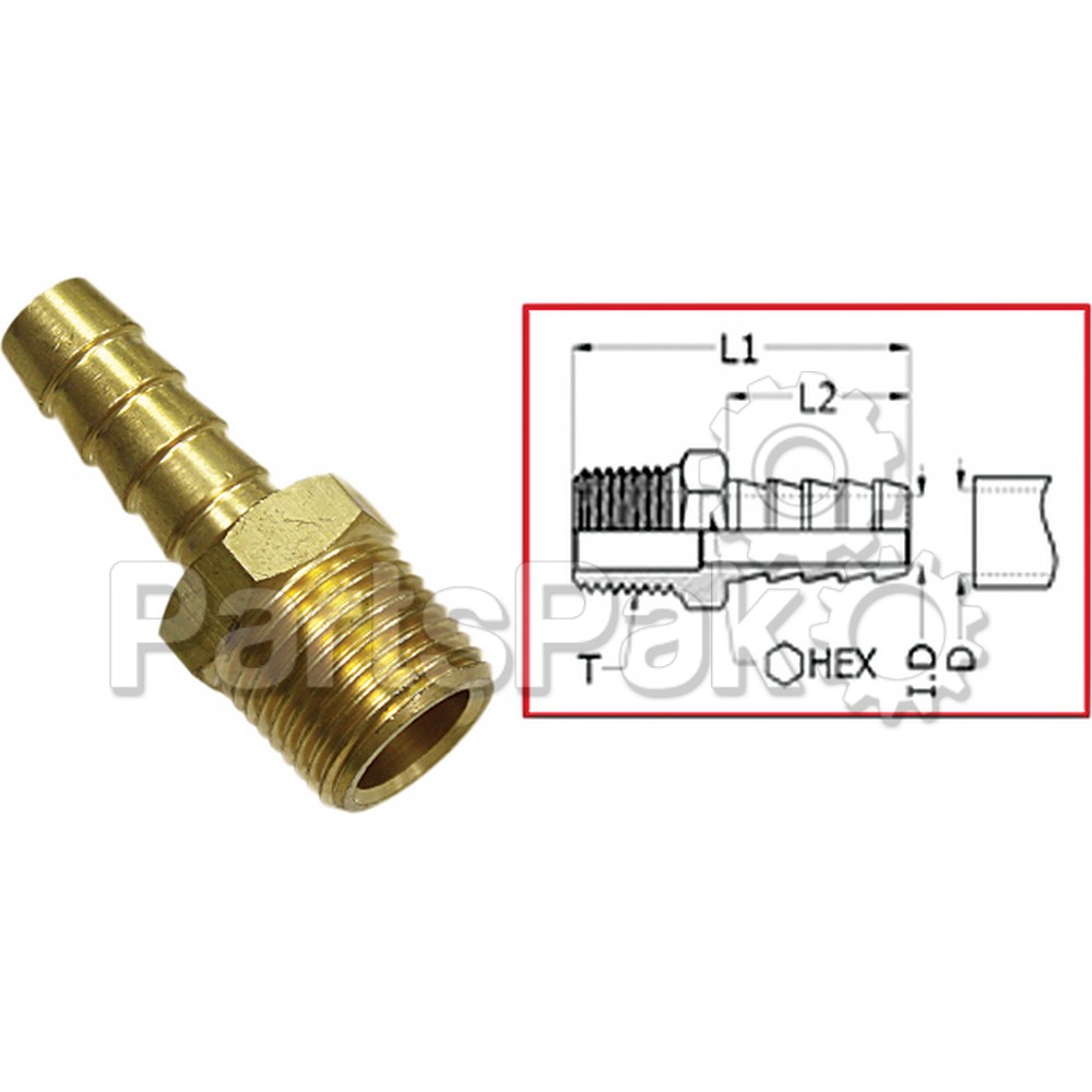 SPI MR-07305-1; 1/4 Pipe To 1/4 Hose Barb Fitting