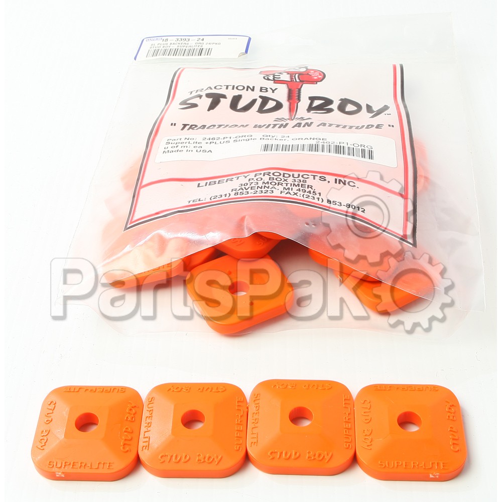 Stud Boy 2462-P1-ORG; Sl Plus Backers- Orange 24-Packg Stud Boy- Superlites