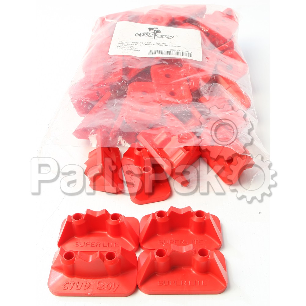 Stud Boy 2522-P2-RED; 48/Pack Superlite Pro Double Backer Red Plus Series .75 Inch Snowmobile
