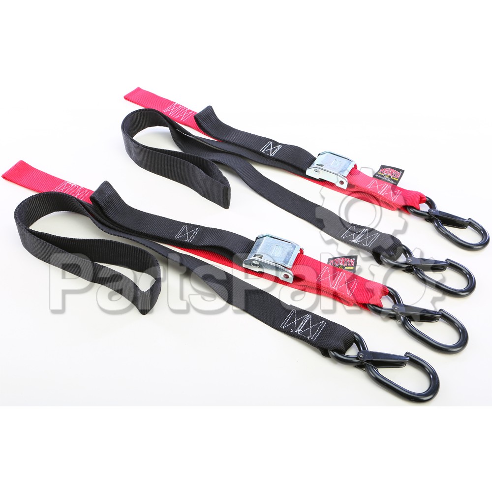 Powertye 29621-S; Fat Straps W / Soft Tye & Hooks Black / Red 1.5-inch X6'
