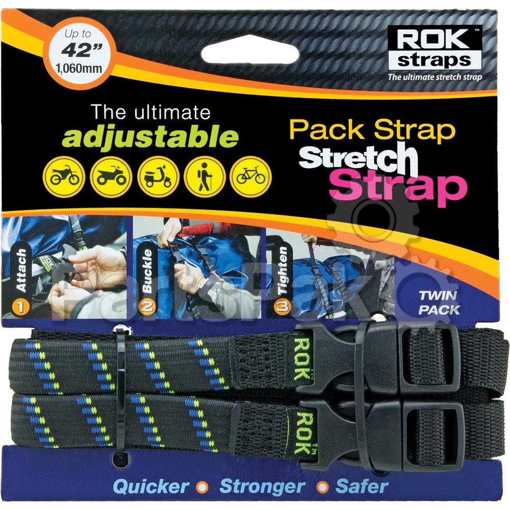 Rokstraps ROK10305; Pack Strap Black / Blue / Green 12-inch X42-inch X5/8-inch