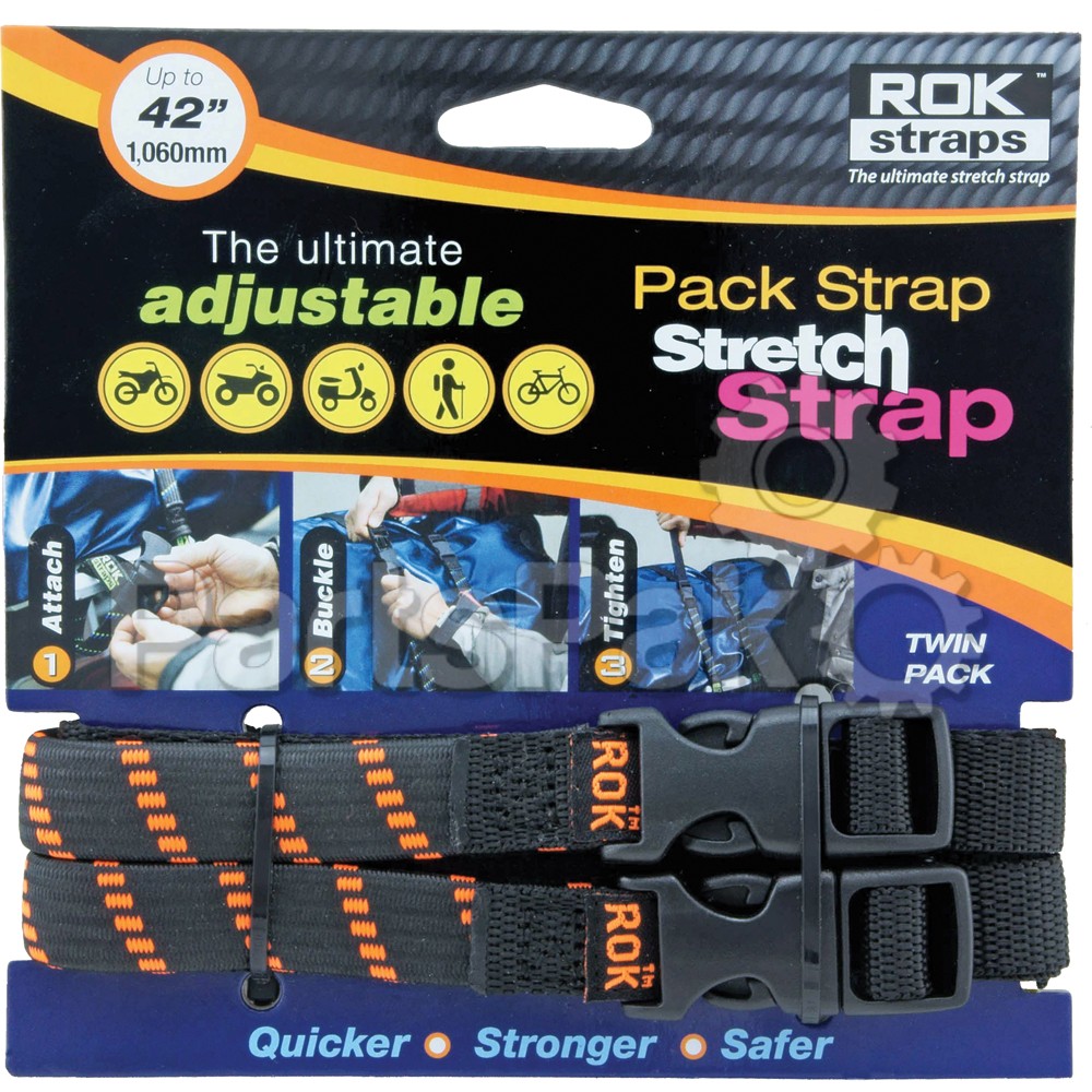Rokstraps ROK10306; Pack Strap Black / Orange 12-inch X42-inch X5/8-inch