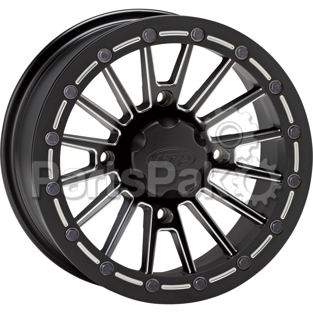 ITP (Industrial Tire Products) 1428649727B; Wheel, Bdlk 14X7 4/110 5+2 Blk / Mil