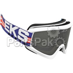 EKS Brand 067-10375; Flat Out Mirror Goggle White / Red / Blue W / Silver Mirror