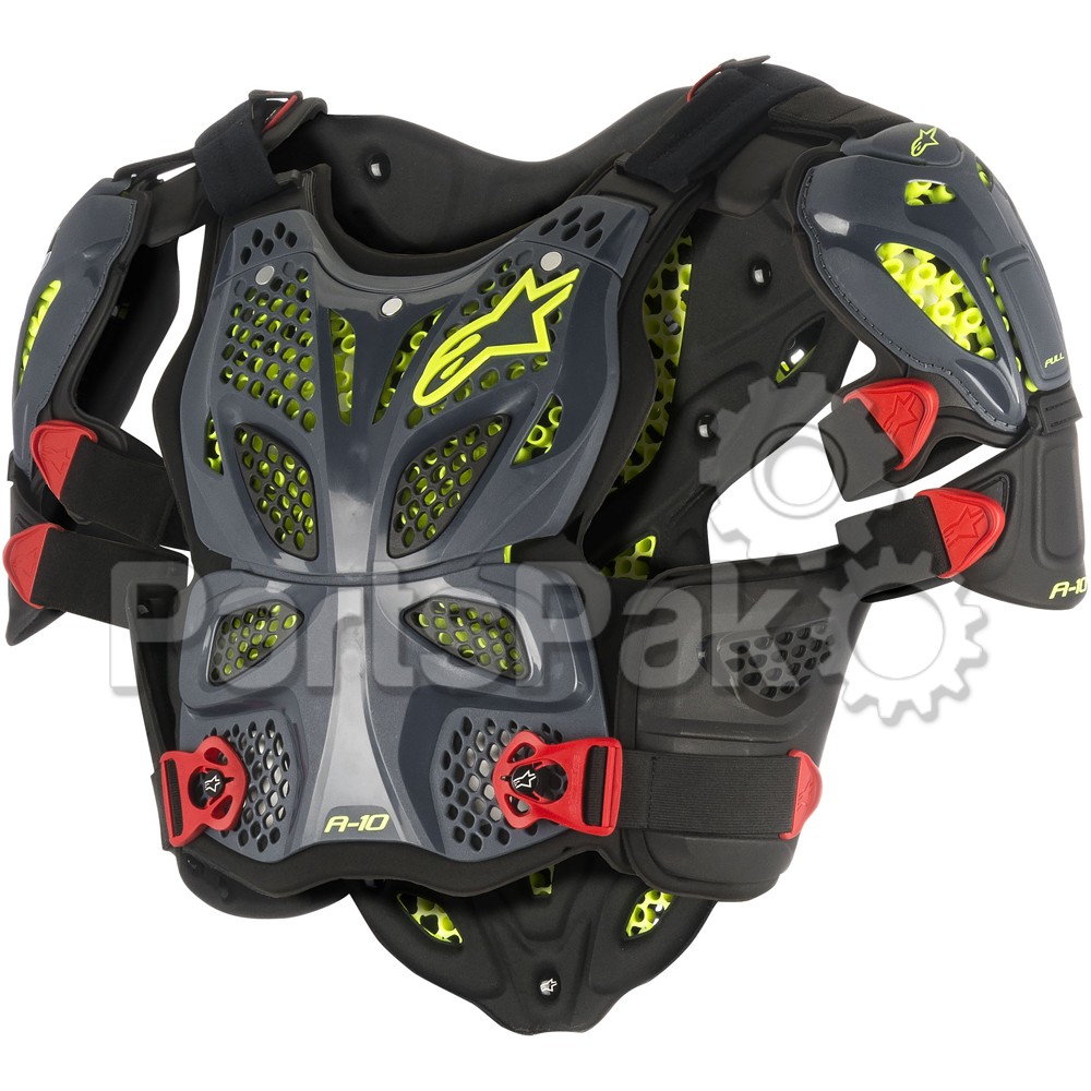 Alpinestars 6700517-1431-M/L; A-10 Full Chest Protector Anthracite / Red Md / Lg