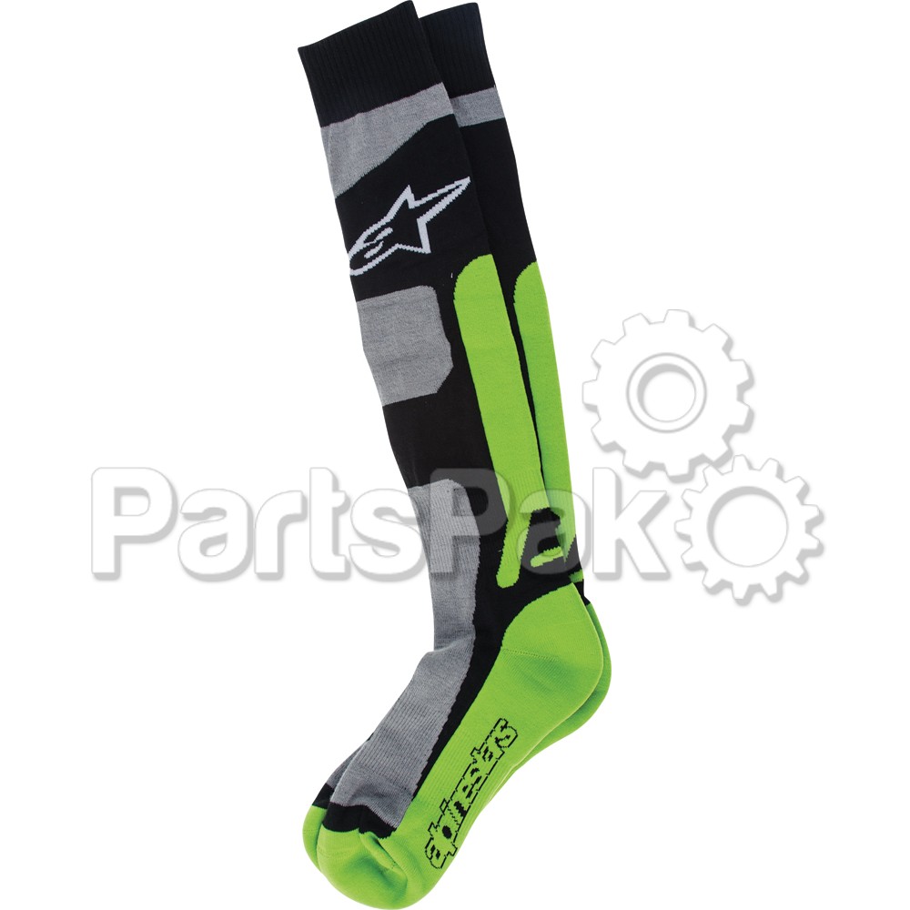 Alpinestars 4702114-916-L/2X; Tech Coolmax Socks Green Lg-2X