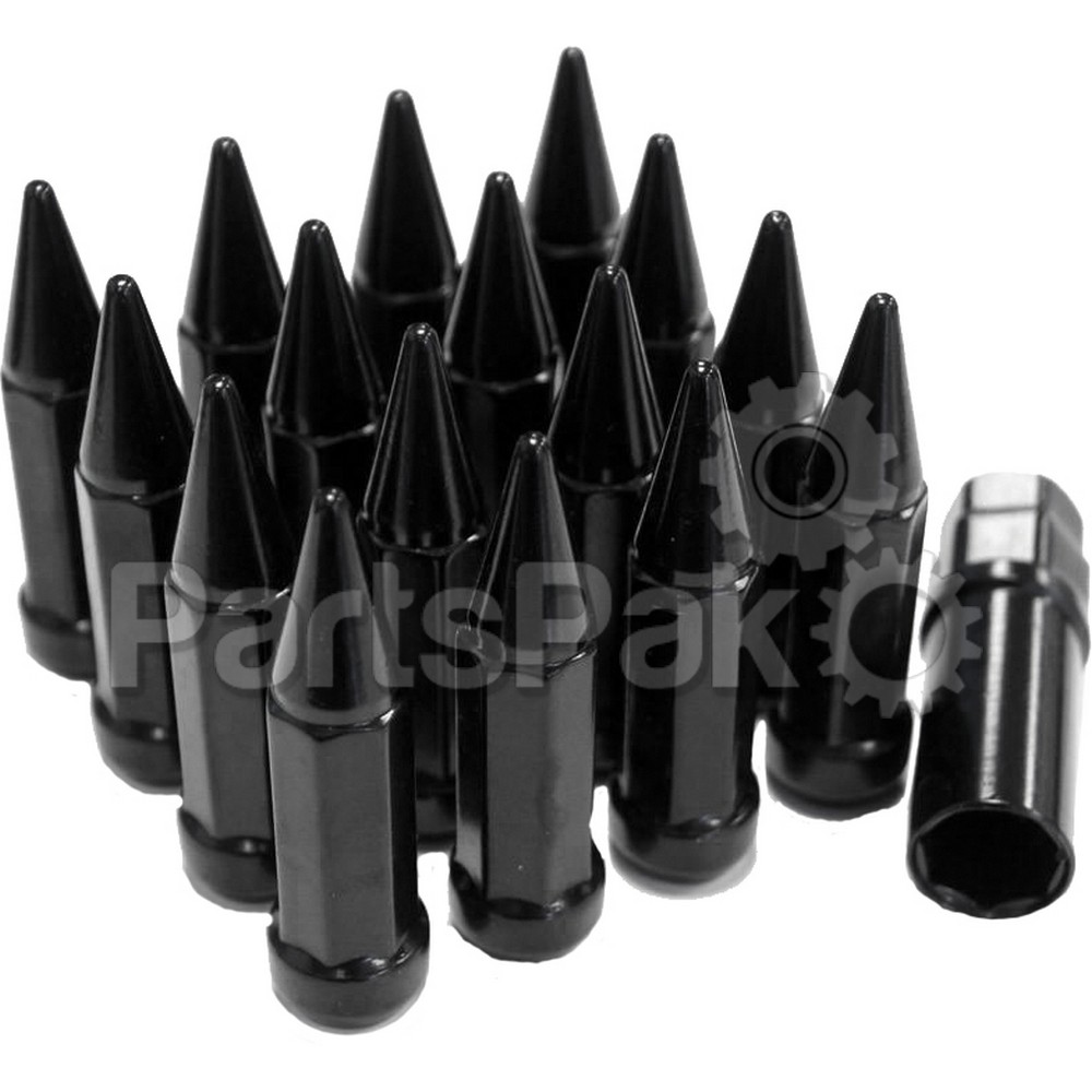 Sedona ALUG-SB-13BX; Spike Lug Nut 3/8-inch -24 60' Black Tapered W / Key