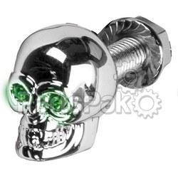 Harddrive H040080; Lighted Skull Lic Plate Screw Green; 2-WPS-820-55553
