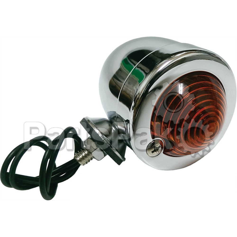Harddrive 28002; Chrome Bullet Marker Light Amber Lens Single Filament