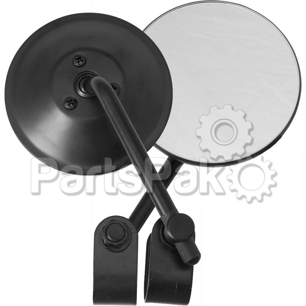 Harddrive 153074; Universal 4-inch Round Mirror 4-inch Stem Black