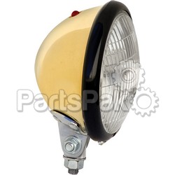 Paughco 1300BRB; Solid Brass Headlight W / Black Ring