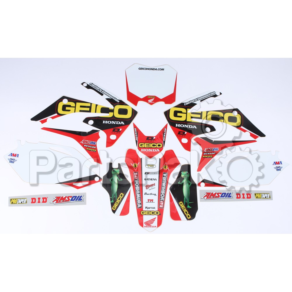 D'Cor Visuals 20-10-930; 16 Geico Fits Honda Complete Graphic Kit White
