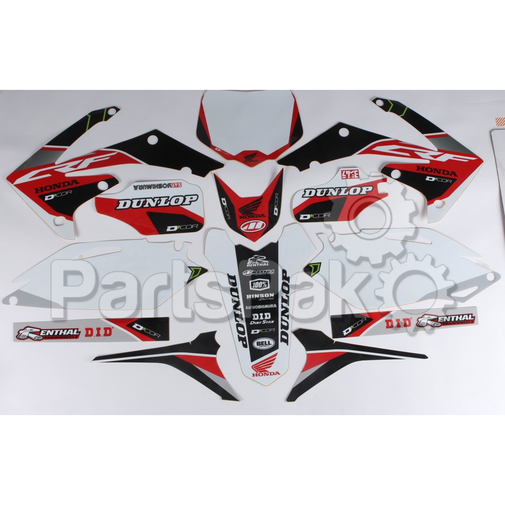 D'Cor Visuals 20-10-430; Fits Honda Raceline Graphics Complete Kit White