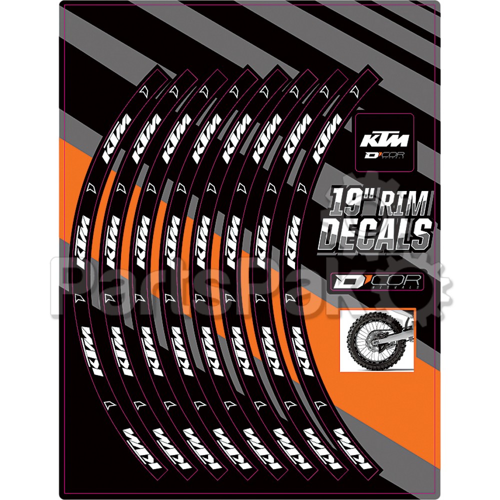 D'Cor Visuals 40-80-203; Rim Decals 19-inch Fits KTM Logo Rear