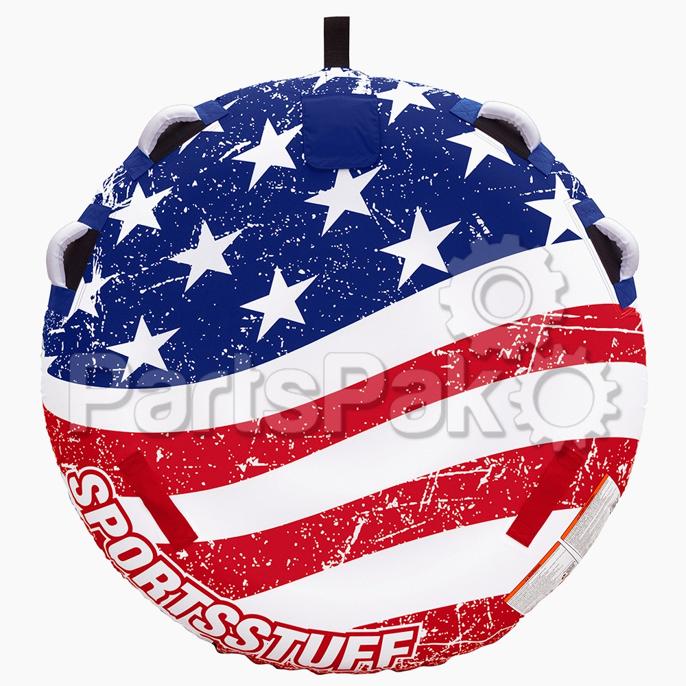 SportsStuff 53-4310; Stars N Stripes Tube, 1-2 Rider Towable American USA Flag Inflatable