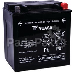 Yuasa YIX30L; Battery AGM Yix30L Factory Activated (Non-Spillable)(UPS Ground Shipping Only); LNS-494-YIX30L
