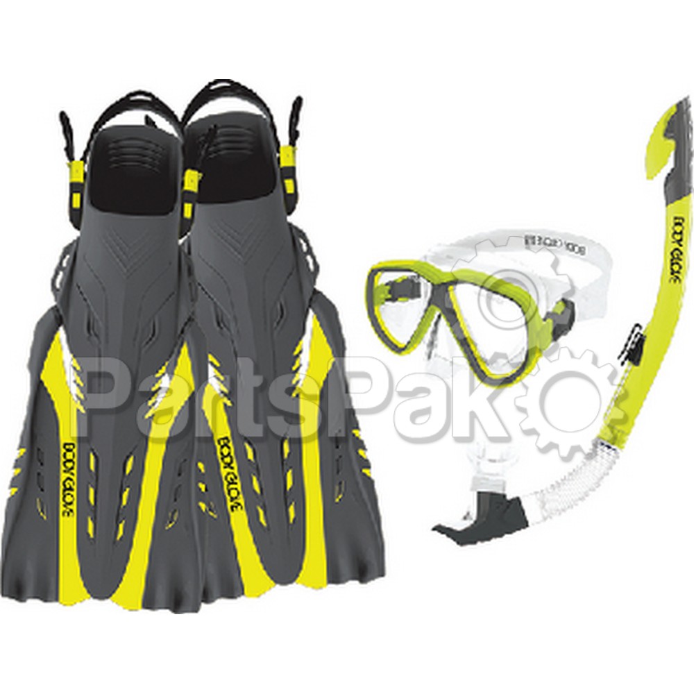 Body Glove 17042SETCITGRYSM; Azores Mask Snork Fin Combo Yellow S/M