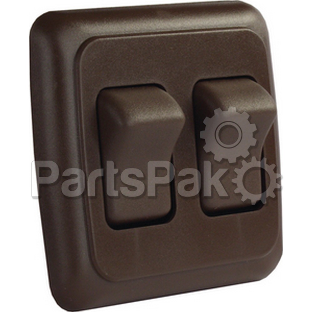 JR Products 12145; Double Rocker Switch Assembly With Bezel Brown