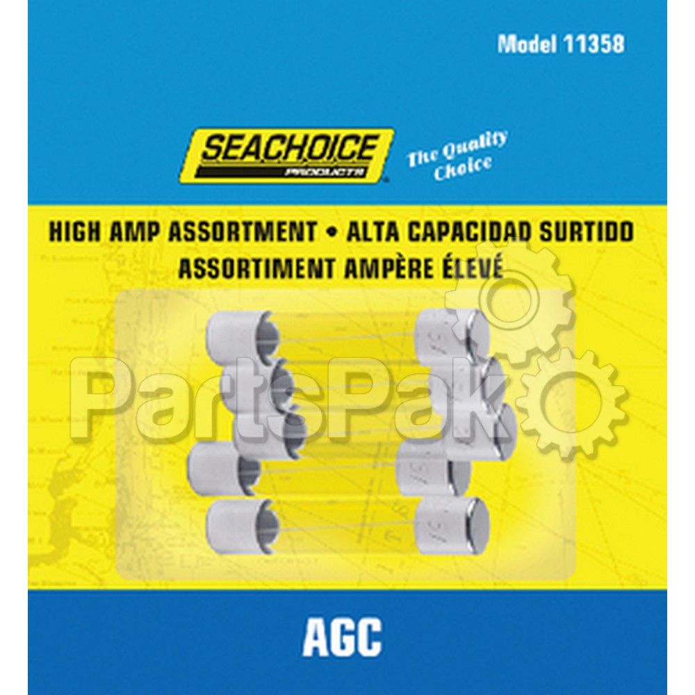 SeaChoice 11358; 5-Pieces High Amp Agc Glass Fuses