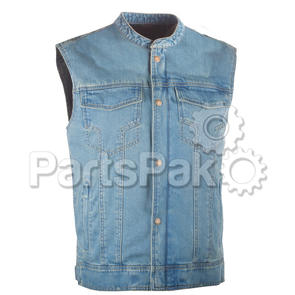Highway 21 6049 489-1079_6; Iron Sights Denim Vest With Club Collar Blue 2X