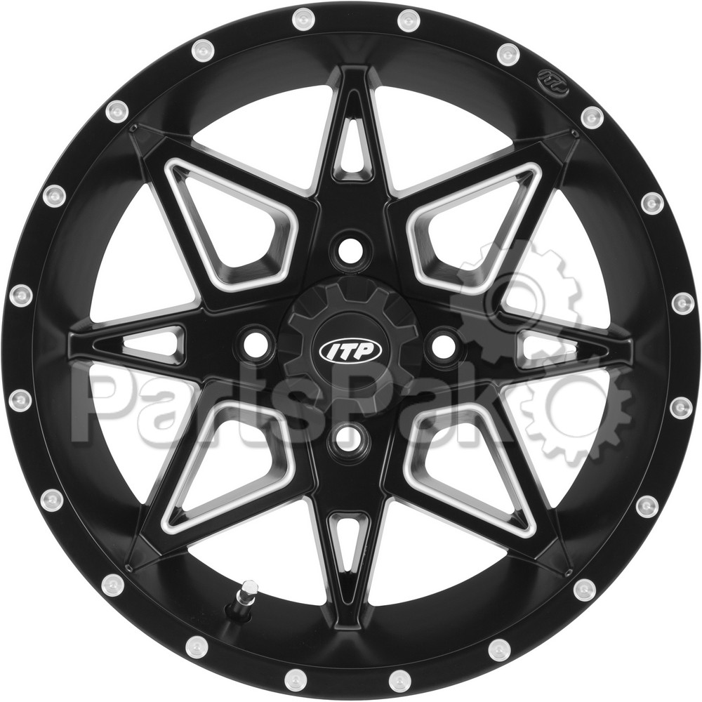 ITP (Industrial Tire Products) 1421954727B; Wheel, Tornado 14X7 4/110 2+5 Matte Black / Mac