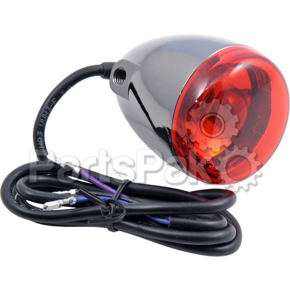 Chris Products 8500R-BN; Bullet Turn Signal Black Nicke Red Lens