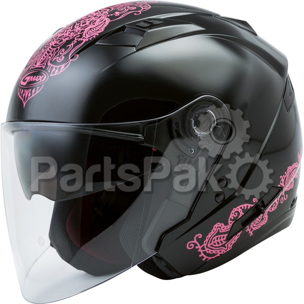 Gmax G3775406; Of-77 Open-Face Eternal Helmet Black / Pink Lg