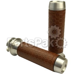 Brass Balls BB08-210; Leather Moto Grips Natural / Tan Honeycomb Scout