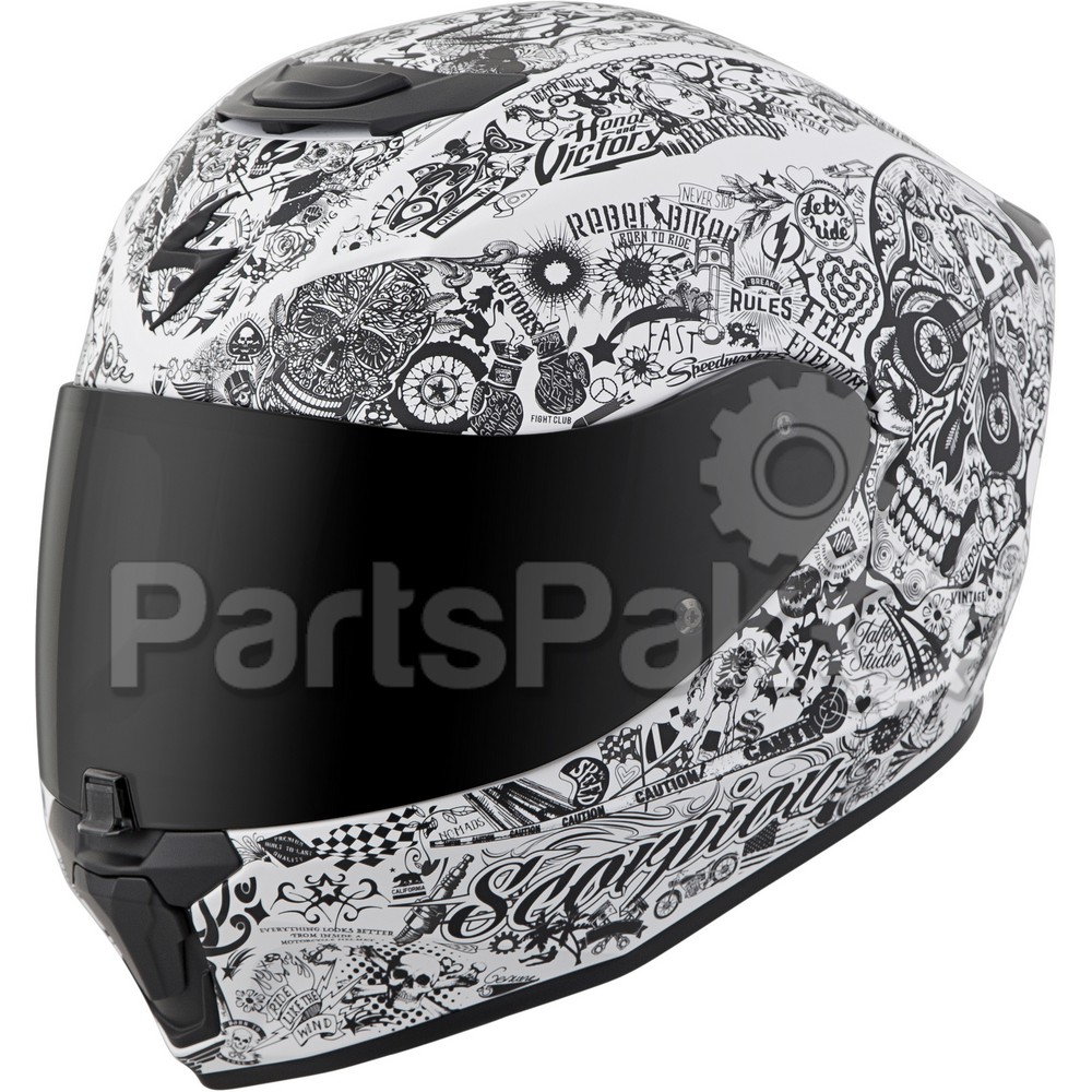 Scorpion 42-1335; Exo-R420 Full-Face Shake Helmet White Black L