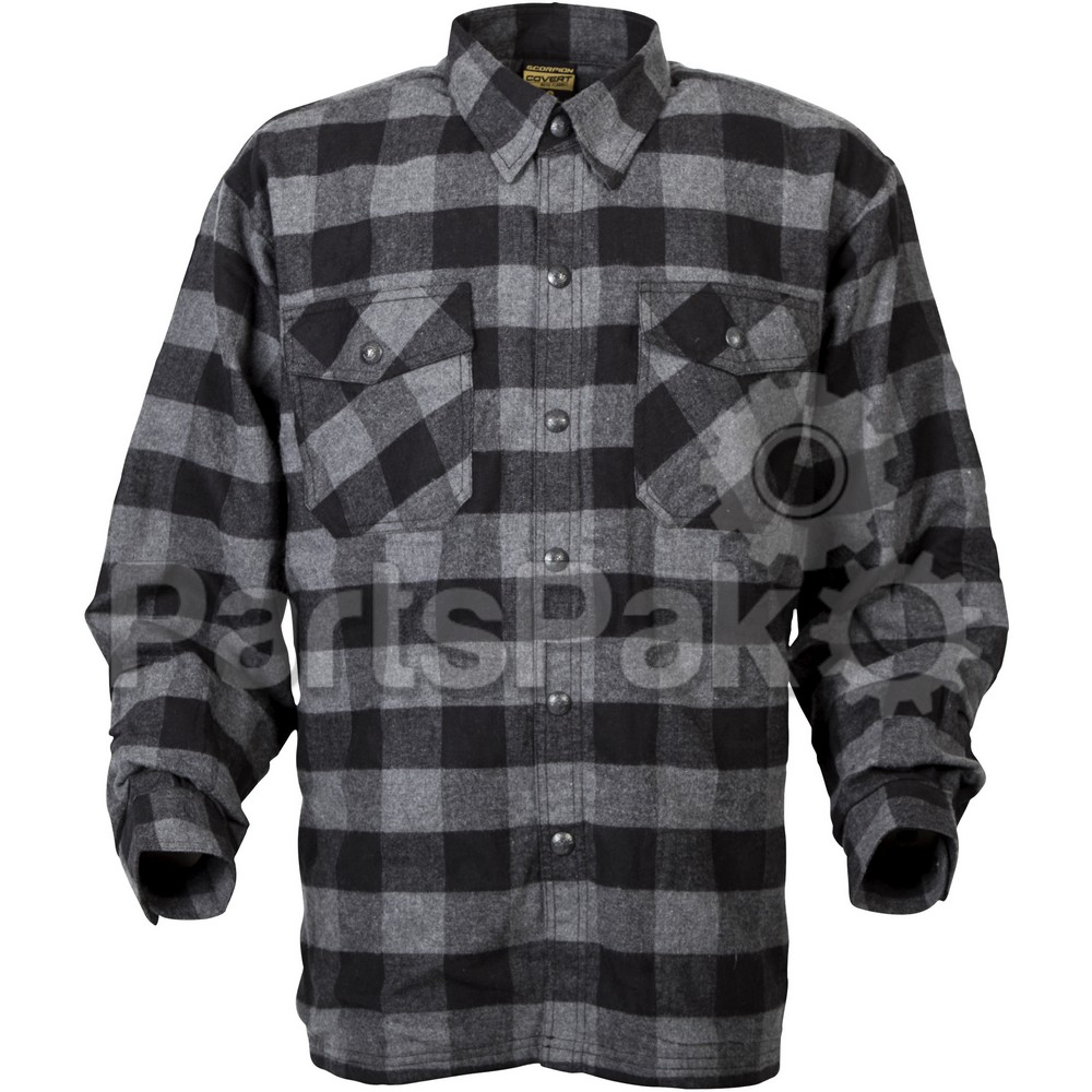 Scorpion 13403-8; Covert Flannel Black 3X Black / Grey Shirt