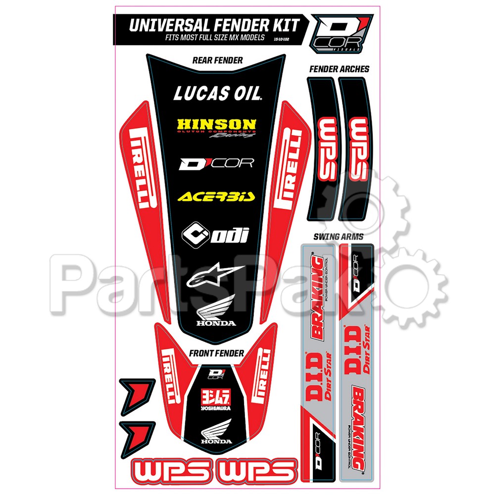 D'Cor Visuals 15-10-102; Trim Kit Red Wps Universal For Full Size Motorcycles