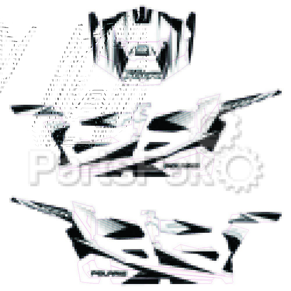 D'Cor Visuals 20-60-110; Fits Polaris Rzr Complete Graphic Kit White / Black / Silver