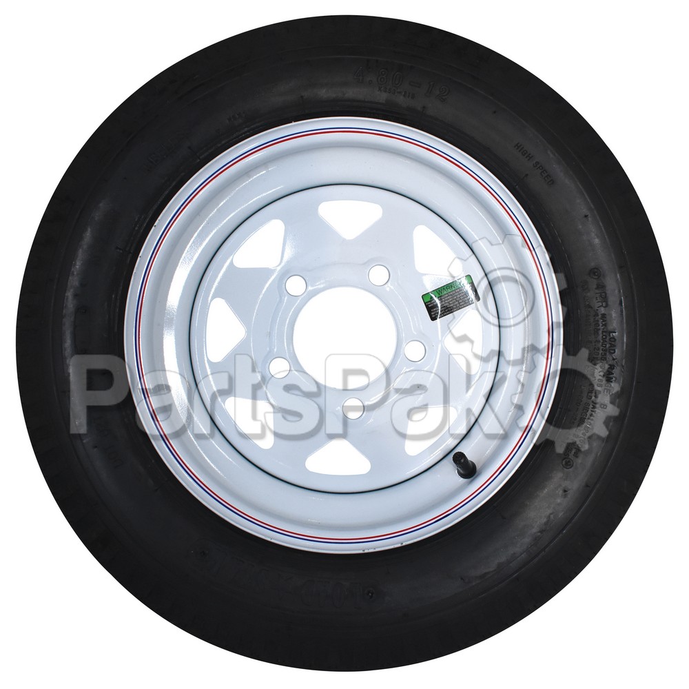 Americana Tire & Wheel 30540; 480-12 B4H Trailer Wheel Spoke White Stripe K353