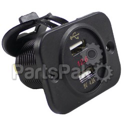 Wirthco 20602; Dual Usb Port With Volt Meter; LNS-240-20602