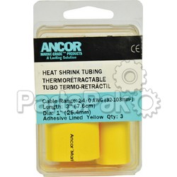 Ancor 306903; Marine Grade Adhesive Lined Heat Shrink Tubing 3/4-inch X 3-inch Yellow 3-Pieces; LNS-639-306903