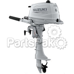Suzuki DF6ASW5 6-hp 4-Stroke Outboard Boat Motor, White, 15-inch Shaft, Tiller Handle, Manual Tilt, & Propeller